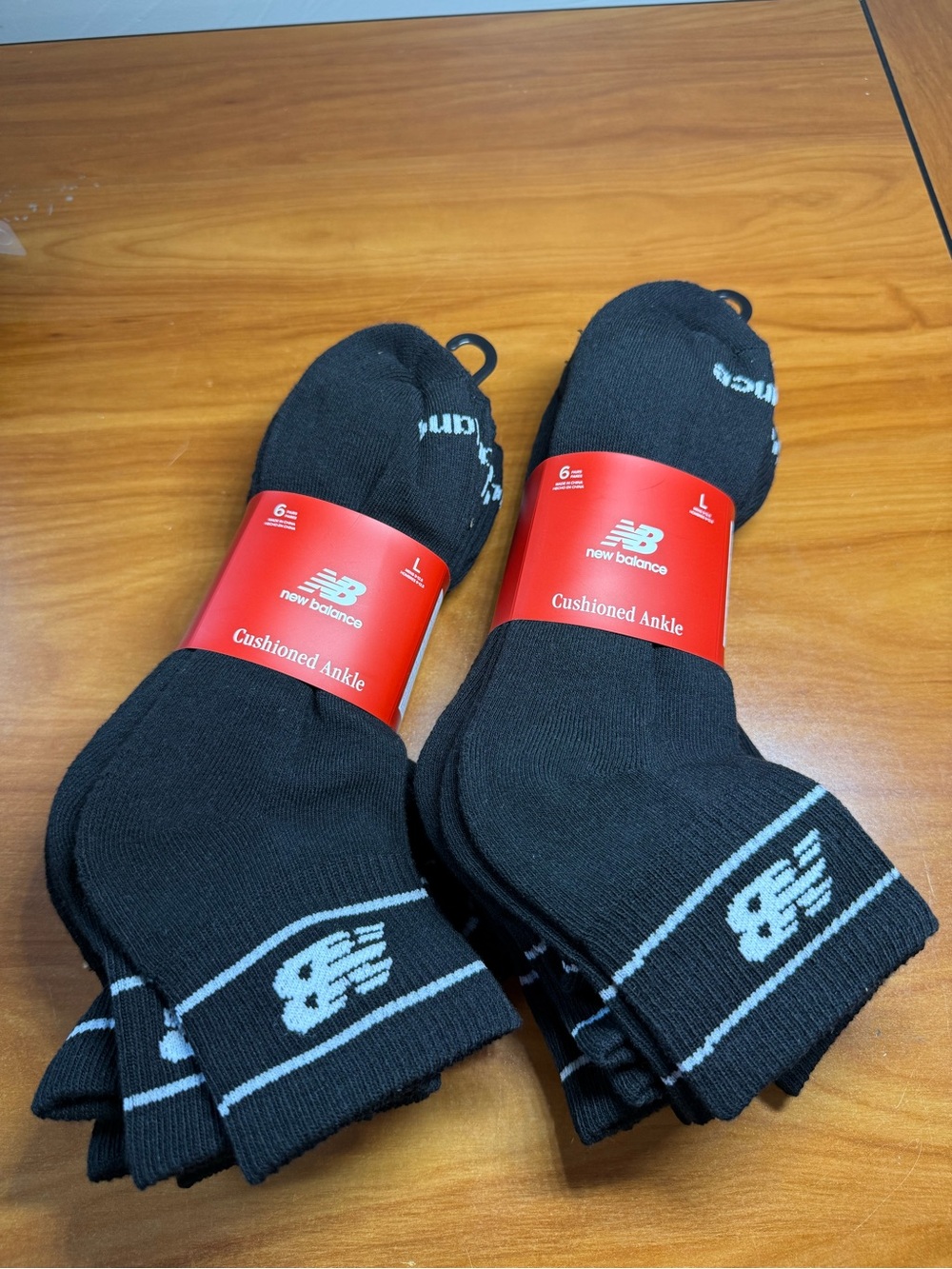 NEW Bundle of 2 Men's New Balance Cushioned Ankle/Crew Socks Packs of 6 Black Lg